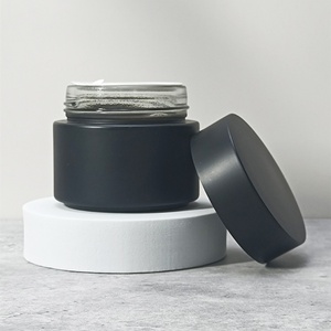 Custom Luxury Empty Skincare Cosmetic Jar Face Cream Container 30g 50g 100g Matte Black Glass Cosmetic Jar With Lids - Product Image 2