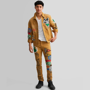 2023 aeedenim Tùy Chỉnh Nhà Thiết Kế Người Đàn Ông Của Áo Khoác Thêu Các Bản Vá Lỗi Mật Độ Cao Đồ Họa In Denim Căng Áo Khoác Cho Nam Giới - Product Image 6