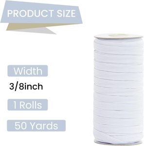 Cordón de Macramé Recubierto de Alta Tenacidad de 10 mm - Cintas Elásticas Blancas para Coser, Manualidades, Bolsas de Ropa, Correas Elásticas Trenzadas de 3/8 Pulgadas - Product Image 2