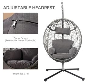 Silla colgante de huevos <span class=keywords><strong>con</strong></span> soporte y reposapiés para interiores y exteriores, hamaca de mimbre para patio, silla columpio para balcón - Product Image 2