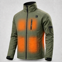 Veste chauffante en toile pour homme, personnalisée avec broderie OEM, imperméable, coupe-vent, grande taille, avec chauffage électrique intelligent, manteau d'hiver