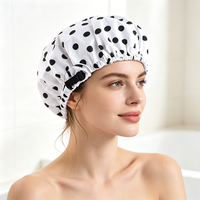 Gorro de Ducha Impermeable de Doble Capa con Forro de Satén para Mujer, con Volantes Ajustables, para el Cuidado del Cabello y Spa, OEM