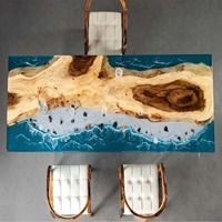 Table de salle à manger en bois de noyer massif de luxe, avec plateau en résine époxy, idéale pour café, cuisine, restaurant, directement de l'usine