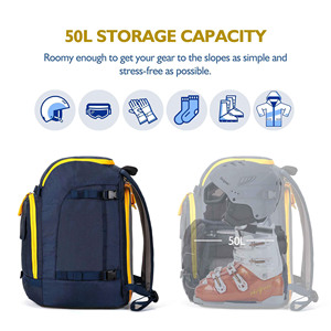 Échantillon gratuit Asie du Sud-Est Sac à chaussures de ski 60L Sac de voyage en avion 60L pour ski et snowboard Sac à dos pour casque Sac à chaussures de ski personnalisé Étanche - Product Image 2