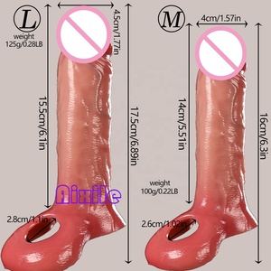 Guaina per Pene Realistica, Ingranditore Maschile Riutilizzabile in Silicone con Anello per Testicoli, Estensore per Ritardare l'Eiaculazione, Giocattolo Sessuale per Adulti - Product Image 6