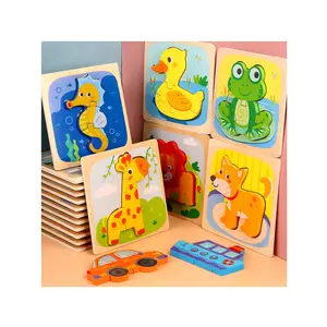 Animals Puzzle Wooden Cartoon Learning Educational wooden puzzles for kids montessori toys for babies 6-12 months