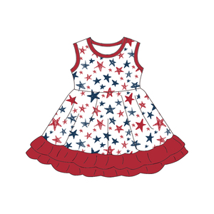 Qingli OEM quarto di July Boutique abbigliamento per bambini abiti da <span class=keywords><strong>ragazza</strong></span> personalizzati <span class=keywords><strong>blu</strong></span> e rosso vestito da bambino per le ragazze - Product Image 3