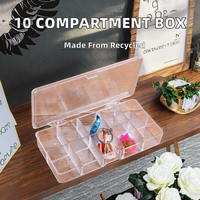 Boîte de rangement en plastique acrylique transparent à 10 compartiments pour bijoux, perles, autocollants, fournitures d'artisanat, recyclable