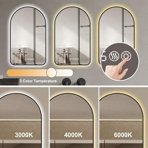DB 28 "x 40" miroir LED arqué pour salle de bain temps température affichage rétro-éclairage Anti-buée Dimmable avec trois couleurs pour cosmétiques - Product Image 5