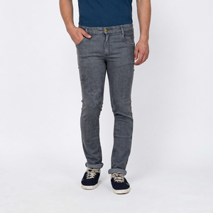 High <b>Waist</b> Plus Size Breathable Solid Pattern Men's <b>Jeans</b> Pants - Product Image 1