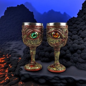 Copa de Bronce Antigua Europea de Metal, Copas de Halloween con Ojo de Serpiente y Demonio, Cáliz con Ojos de Dragón, Decoración Artesanal, Copa de <span class=keywords><strong>Vino</strong></span> Tinto de Resina - Product Image 2