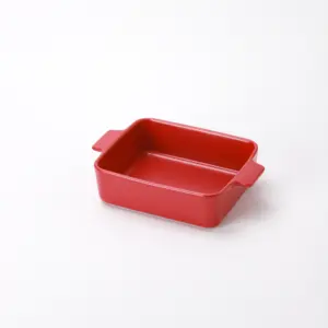 Hot Selling ceramic kitchen Rectangular bakeware porcelain baking pan&baking dish with handles