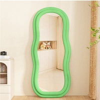 Miroir de toilette moderne ondulé en flanelle douce, pleine longueur, support en acier, anti-explosion, fait à la main, décoration intérieure