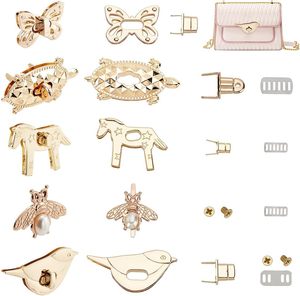 PH Pandahall Ensembles de fermoirs rotatifs pour sacs, en alliage, couleur or clair, motifs Tortoise, Papillon, Cheval, Oiseau - Product Image 1