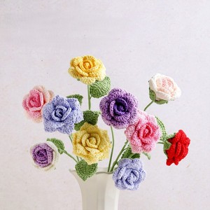 Nouveauté Fleurs en crochet tricotées Décorations 2025 <span class=keywords><strong>Hortensia</strong></span> Rose des prés Feuilles de lotus pour Noël Graduation Pâques - Product Image 2