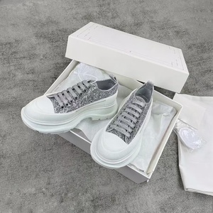 Chaussures de course décontractées en cuir véritable et denim pour femmes et hommes, de haute qualité, à lacets, semelle épaisse respirante - Product Image 1