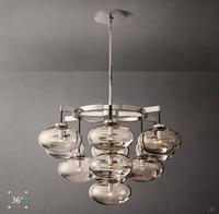 Lustre sphérique en verre moderne, éclairage de luxe, lustre de salle à manger, lustre rond en verre transparent Cabrette 36