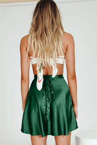 Summer Lace-up Chiffon Satin <strong>Wrap</strong> Mini <strong>Skirt</strong> Womens Solid Color Mini High Waist <strong>Skirts</strong> Fashion One-piece Lace Short <strong>Skirt</strong> - Product Image 6