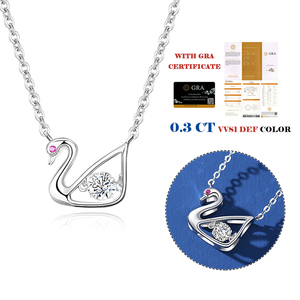 Collana con Pendente a Cigno GN87 in Argento Sterling 925, Gioiello di Lusso con Moissanite VVS Colore <span class=keywords><strong>D</strong></span> 0.3CT per Donne, Tendenza del Momento - Product Image 1