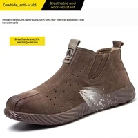 Sepatu Keselamatan Kulit Sapi Suede XD Unisex Low Cut Toe Wide Steel Cap Anti Tusuk Bernapas Sol Karet Crepe Industrial