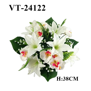 2025 plus récent 38CM POLYESTER ARTIFICIEL ROSE/LILY FLEURS MIXTE BOUQUET/BOUQUET/BUSH X 18 - Product Image 6