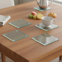 Dessous de verre trempé clair carré avec boîte en PVC emballé écologique