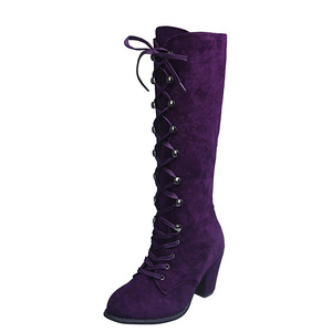 Commercio all'ingrosso delle signore della moda occidentale ginocchio alto tacco <span class=keywords><strong>chucky</strong></span> stivali da donna scarpe da donna - Product Image 3