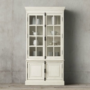 High Quality Solid Oak <strong>Rustic</strong> <strong>Bookcase</strong> Glass Display Cabinet Storage Cabinet Living Room Furniture - Product Image 5