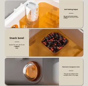 Çevre Dostu Küçük Hayvanlar İçin PP+PET+PES Malzemeli Plastik Tepsili Hamster, Kemirgen, Sıçan Kafesi, Düğme Kapatmalı Yarım Daire Şeklinde - Product Image 6