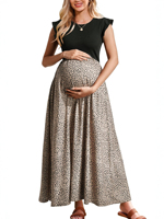 Robe longue décontractée d'été pour femme, à pois, tissée, respirante, lavable, coupe ample, confortable pour le ventre