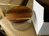 Vente en gros usine – Classique, grande capacité, en verre borosilicate, couvercle en bois d'acacia personnalisable, multifonctionnel et hermétique pour cuisine