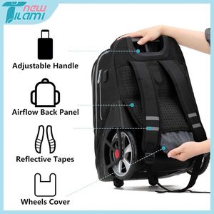 BSCI Personalized Rolling <b>Backpack</b> for Teens with Large <b>Wheels</b> for Girls' School Bag and Women's Students - Product Image 2