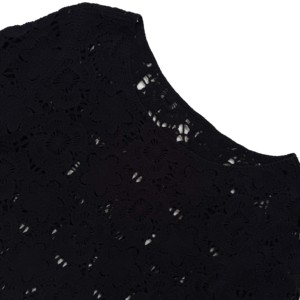 ملابس نسائية سوداء برقبة مستديرة وأكمام طويلة من الكروشيه اليدوي من الكشميرية - Product Image 2