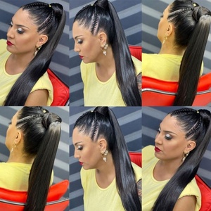 Extensiones de Cabello Humano Brasileño con Clip, Ondulado, Liso, Yaki, Cola de Caballo, Cabello Virgen Remy, Cutícula Alineada, Color Natural - Product Image 5