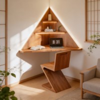 Estantería Flotante de Esquina, Estilo Japandi Triangular de Madera Maciza - OEM Personalizado