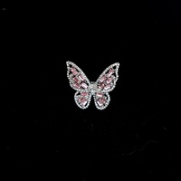 Guantang 2022 Vente directe du fabricant, bijoux de mode coréenne, bague ouverte en diamant complet, papillon, pierres roses et bleues pour femmes