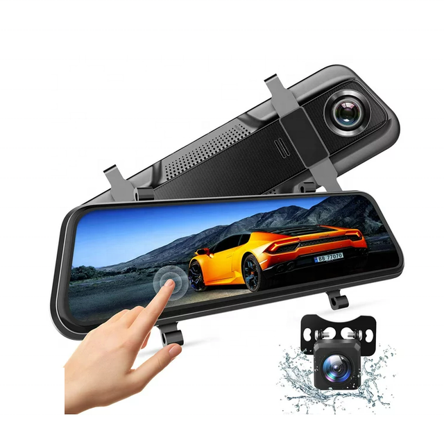 Relee 10 Inch Full Touch Screen Dual Lens Car Streaming Rear View Mirror Dash Cam DVR with FHD 1080P
