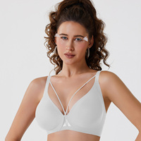 Soutien-gorge sans fil à lacets en dentelle en V profond Confort sans couture pour un port quotidien sexy