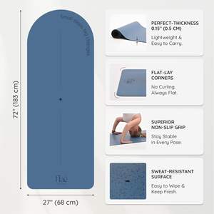 Tapis de yoga écologique en sable d'olive PU + caoutchouc naturel 5 mm - Conception pliable antidérapante pour entraînement à domicile et yoga chaud (Ovale Rectangulaire) - Product Image 3