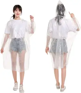 Transparent Hood Rain Poncho Disposable And Waterproof Emergency Raincoat For Hiking And Camping Raincoat