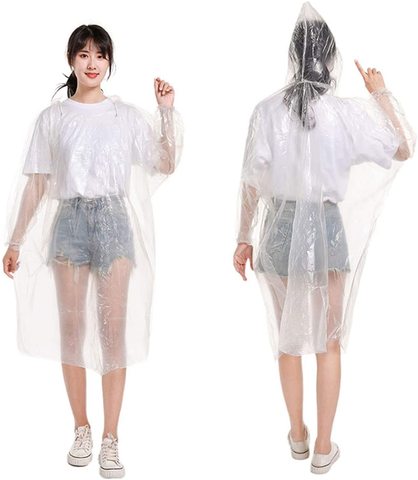 Transparent Plastic Disposable Waterproof for with Hood for Girls-Easy Carrying Outdoor Emergency Rainwear for Hiking Camping