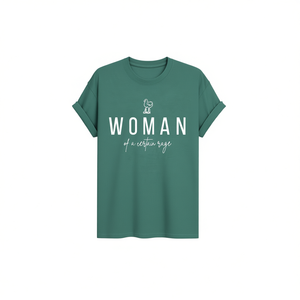T-shirt Woman Of A Certain Rage da donna, casual, a maniche corte, con stampa grafica, girocollo, 100% cotone jersey, vestibilità regolare - Product Image 1