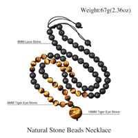 Y160 gros Colliers 8mm lave perles de pierre naturelle 16mm oeil de tigre pierre pendentif collier pour hommes mode bijoux colliers