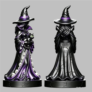 Estatua de Resina de Bruja con Gato para Decoración de Mesa de Halloween, con Opción de Iluminación, para Dropshipping en Shopify - Product Image 6