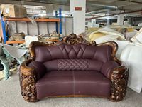 Juego de Sofás de Cuero de Lujo, Diseño Europeo Real, Estilo Chesterfield, Respaldo Acolchado, Brazos Curvos, Estructura de Madera Maciza, Hecho a Mano y Personalizado