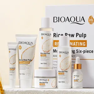 BIOAQUA OEM ODM Organic Skin Care Sets Rice Essence Smooth Skin Beauty Gift Moisture Face Skin Care Set