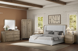 King Adjustable Convertible Modern Upholstered <b>Bed</b> with Pine Inspired <b>Frame</b> - Product Image 2