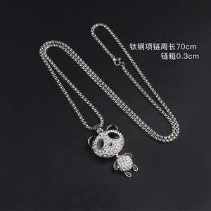 Модное женское ожерелье из нержавеющей стали с подвеской в виде панды, ювелирное изделие, не тускнеет, цепочка-бокс, ожерелье с цирконом, оптом - Product Image 4