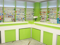 Comptoir de caisse de magasin de santé naturelle, bureau de réception médicale, comptoir de magasin médical moderne, design d'intérieur