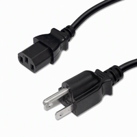 Kabel Daya AC UL Terdaftar US 3 Prong ke IEC C13 NEMA 5-15P Kabel Komputer Tembaga Murni untuk Monitor PC